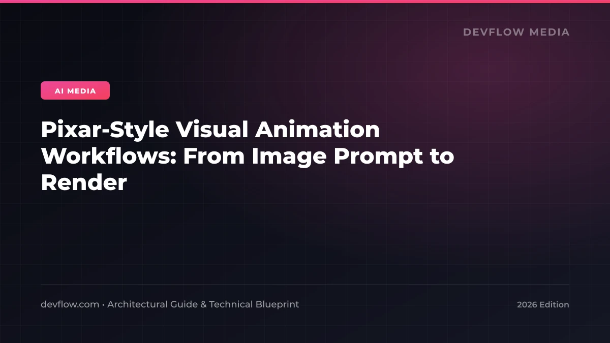 Production pipeline stills showing a 3D Pixar-style character from initial prompt through to final animated render