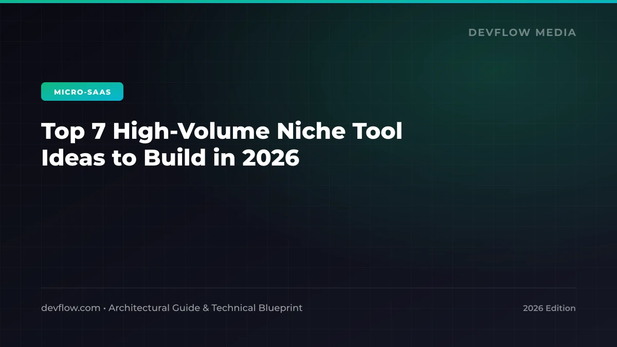 Dashboard mockup showing search volume and competition data for niche web tool ideas